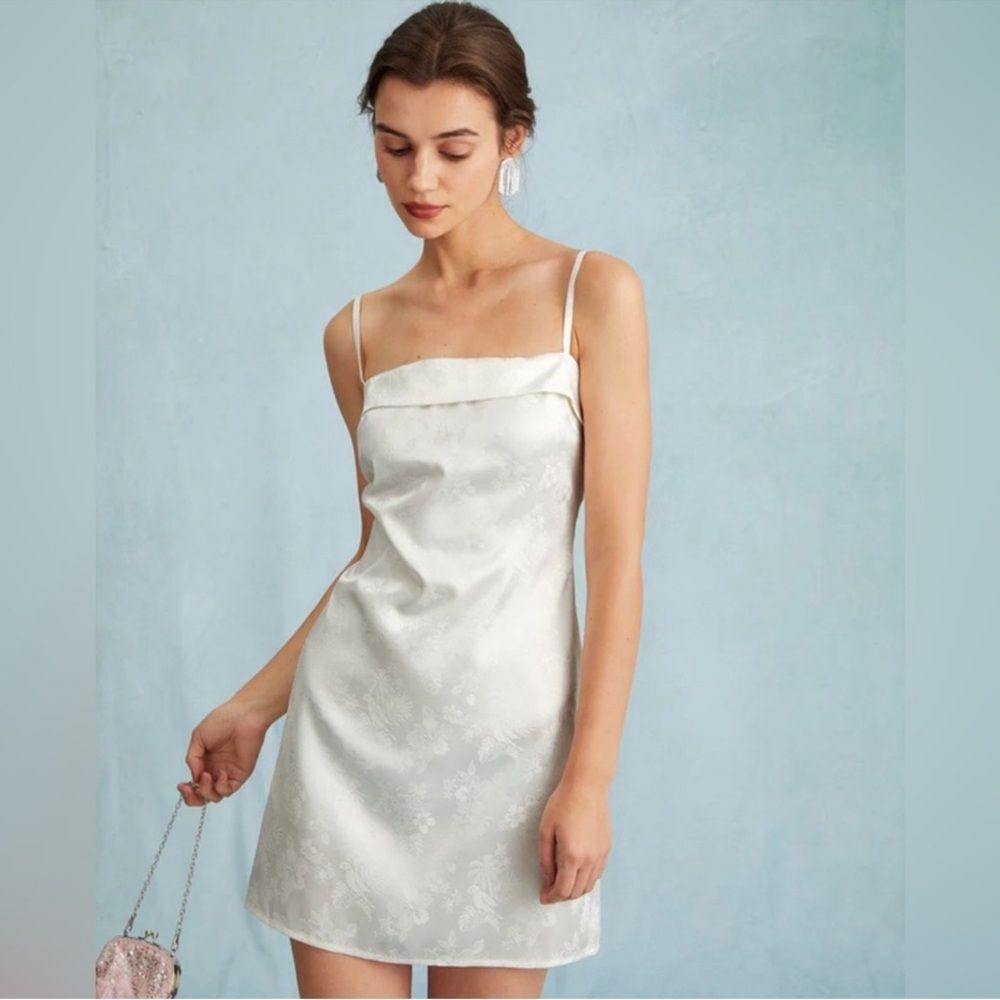 NWT RIHOAS The White Jacquard Sling Mini Dress Sz small